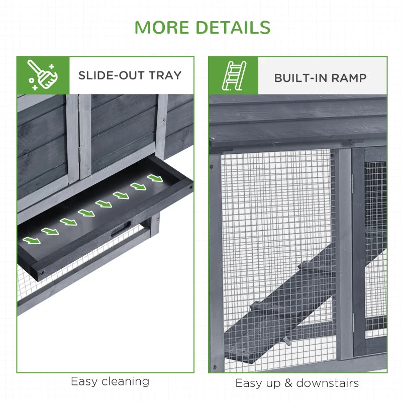 Grey Small Chicken Coop with Run and Nesting Box - 150.5 x 54 x 87cm