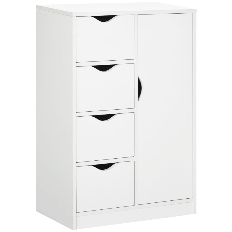 White Freestanding Bathroom Storage Cabinet with 4 Drawers and Door