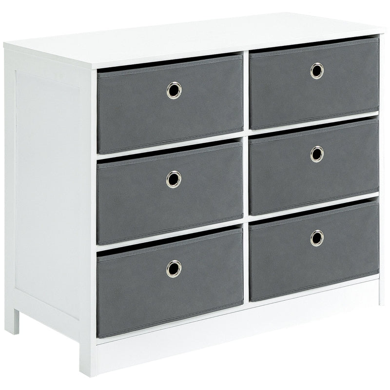 6-Drawer Fabric Storage Cabinet - White/Grey