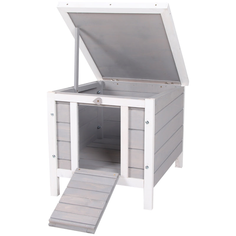 Grey Small Animal Hutch 51 x 42 x 43 cm - Outdoor Rabbit, Guinea Pig, Cat, Bunny Cage