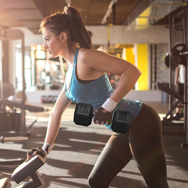 x2 20kg Rubber Hex Dumbbell Set for Home Gym Workout