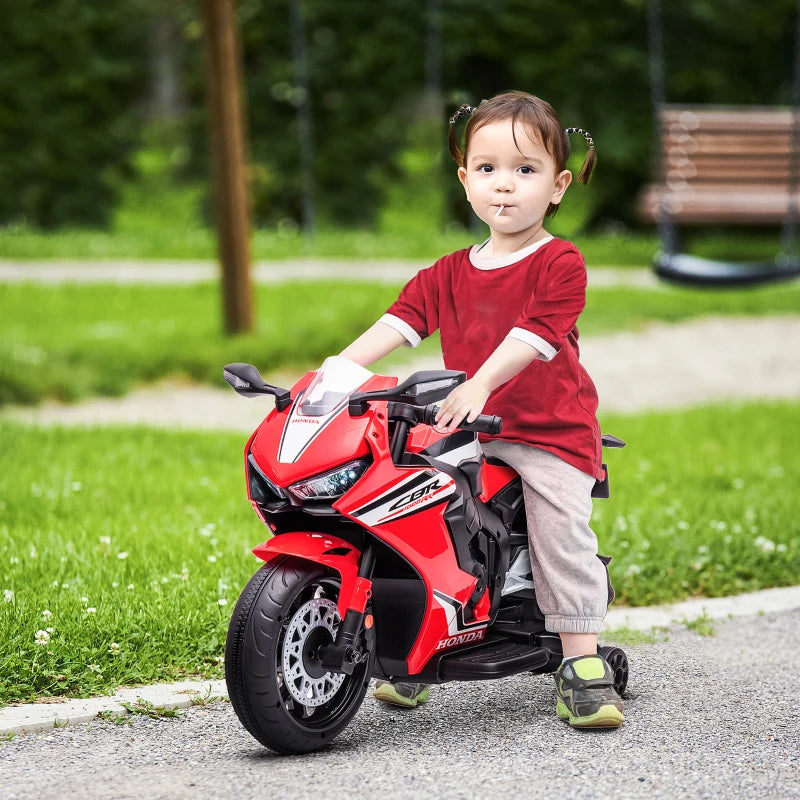 Red Kids 6V Honda Licensed Motorcycle with Music & Training Wheels