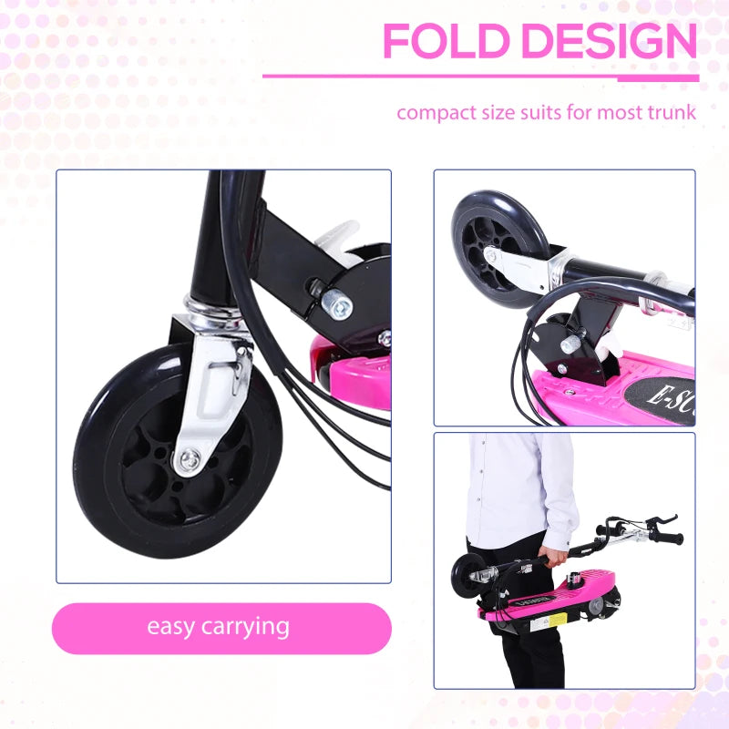 Kids Pink Foldable Electric Scooter with Brake and Kickstand