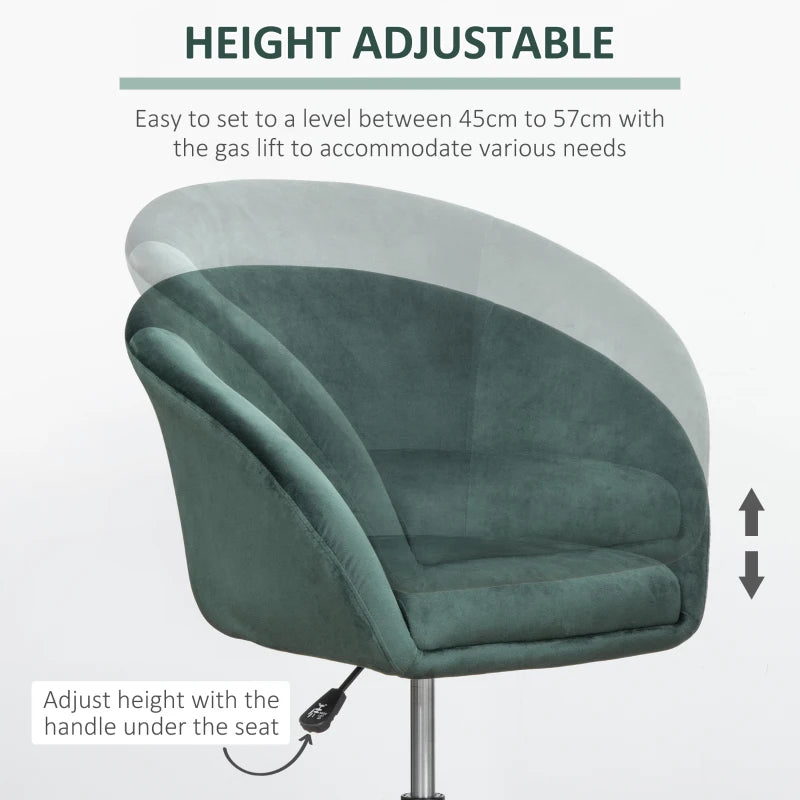 Green Swivel Fabric Bar Stool with Backrest and Adjustable Height