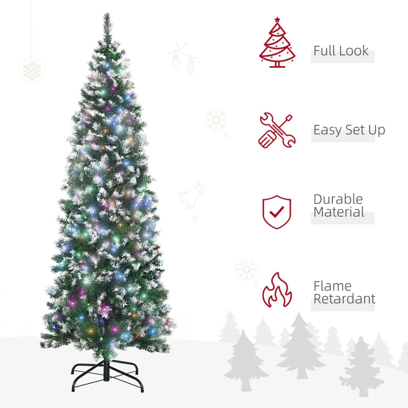 6FT Tall Pre-lit Slim Green Christmas Tree with 300 LED Lights