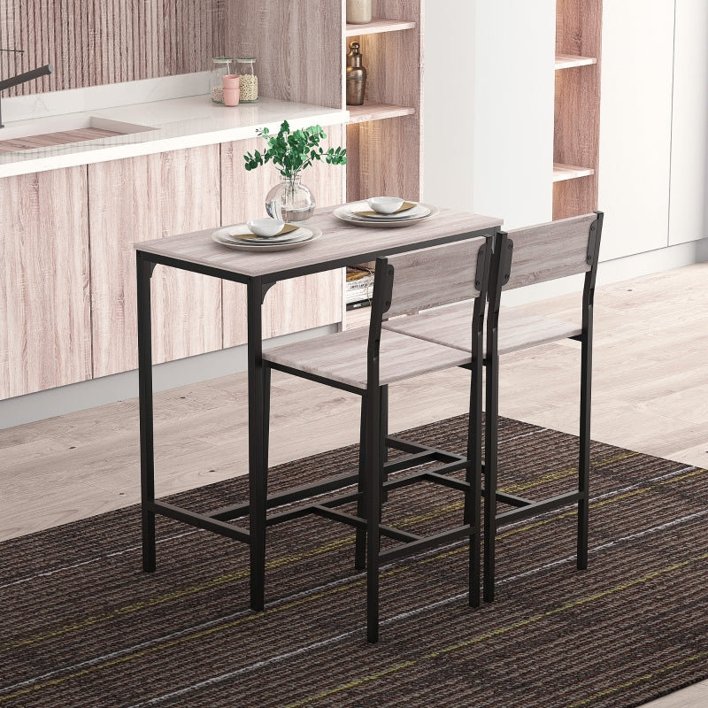 3-Piece Industrial Oak Tone Table Stool Set