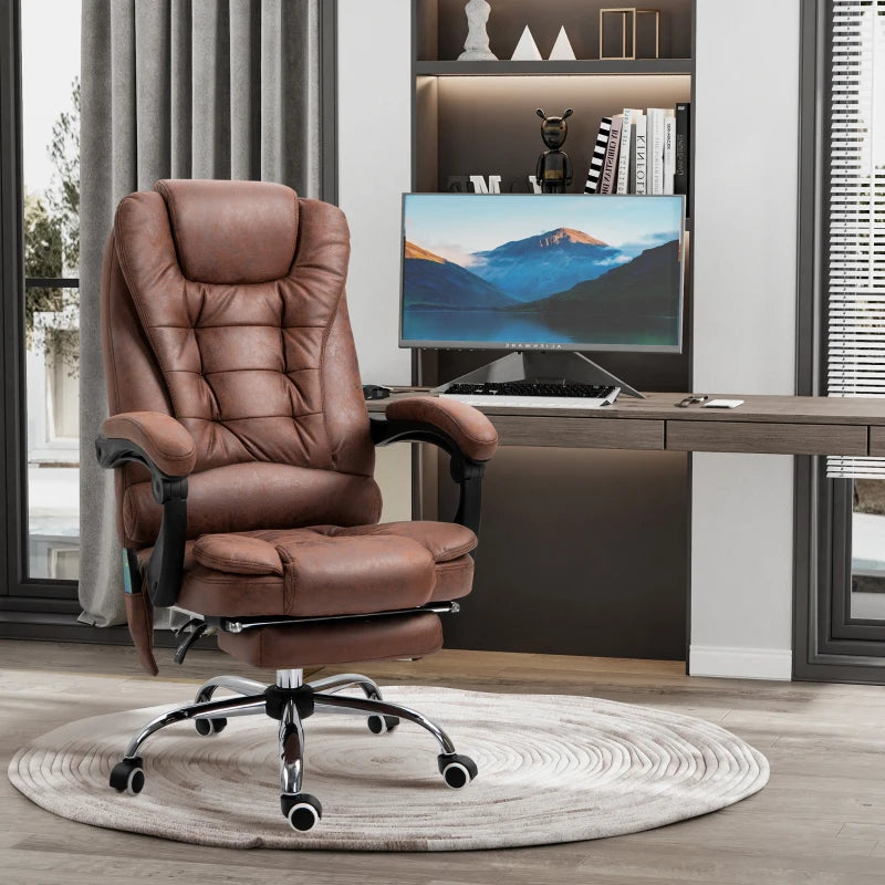 Brown Heated Massage Office Chair with Footrest