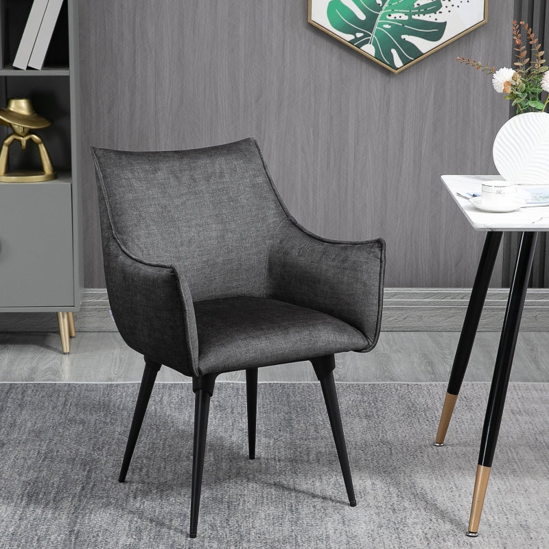 Dark Grey Steel Leg Accent Chair for Living Room and Bedroom