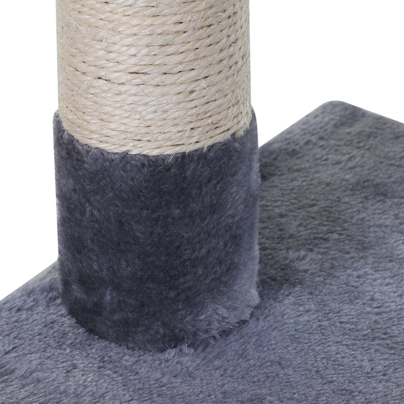 Grey Cat Tree with Scratching Posts and Hammock