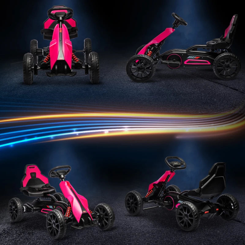 Kids Pink Electric Go Kart with Rechargeable Battery - 2 Speeds