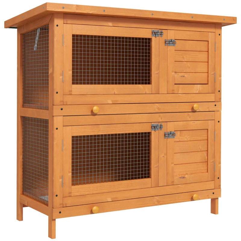 Wooden Outdoor Pet Cage with Opening Roof, 90 x 45 x 90cm - Natural