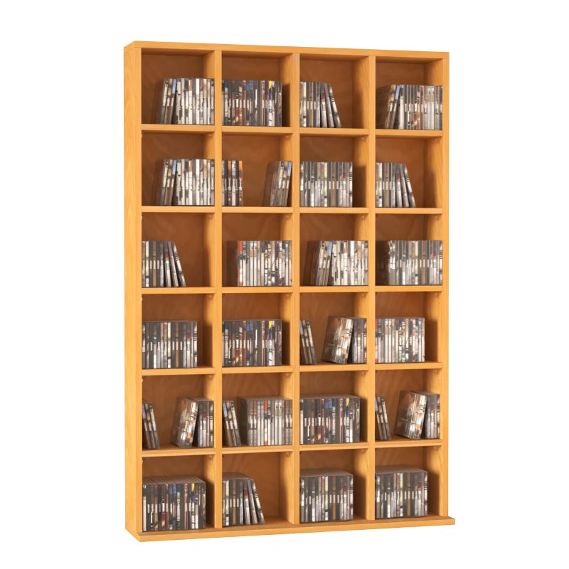 Beech Wood Media Storage Shelf with Adjustable Shelves, 89 x 130.5 cm