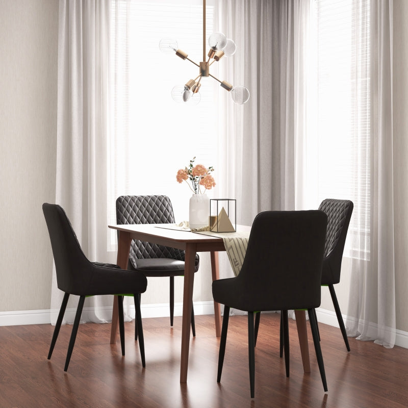 Grey PU Leather Dining Chairs Set of 4 with Metal Legs