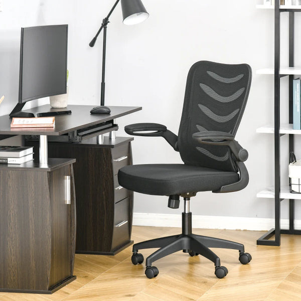 Black Mesh Office Chair with Lumbar Support & Adjustable Height