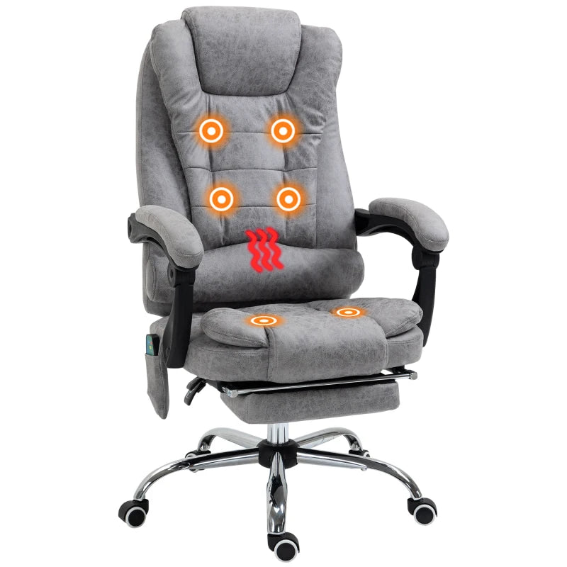 Grey Heated Massage Office Chair with Footrest