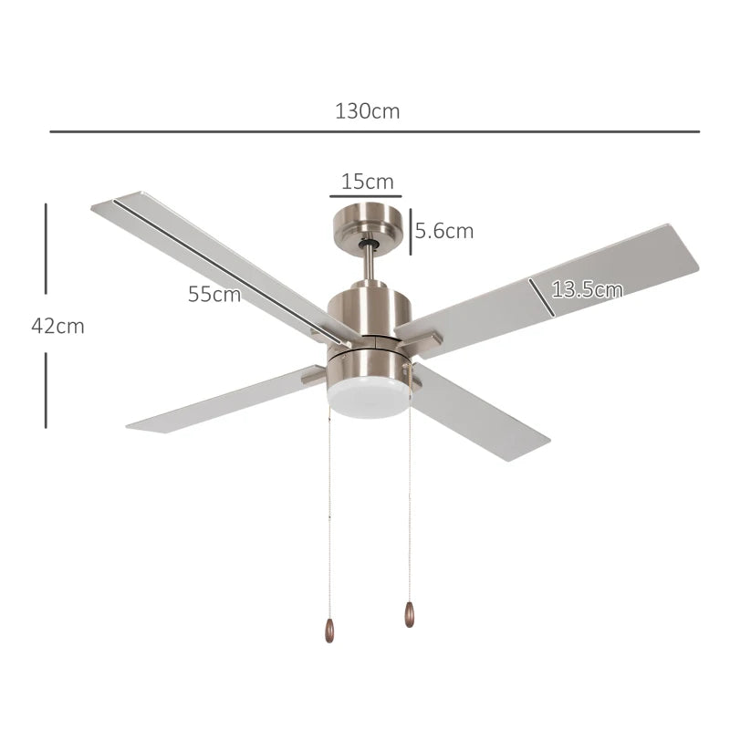 Silver & Natural Tone LED Ceiling Fan with Reversible Blades