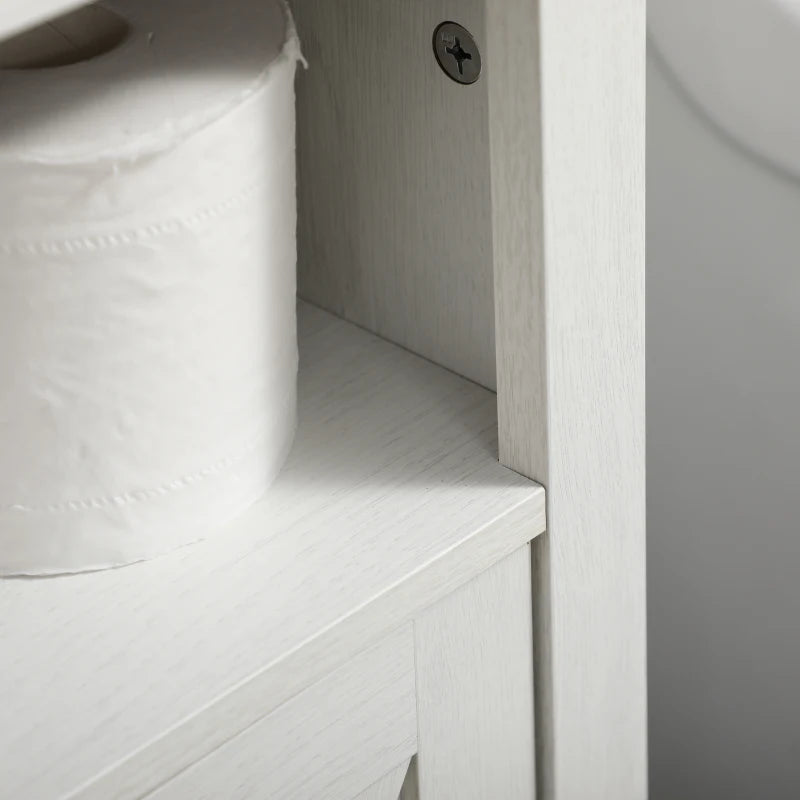 White Bathroom Vanity Cabinet with Double Doors and Shelves, 60x30x60cm