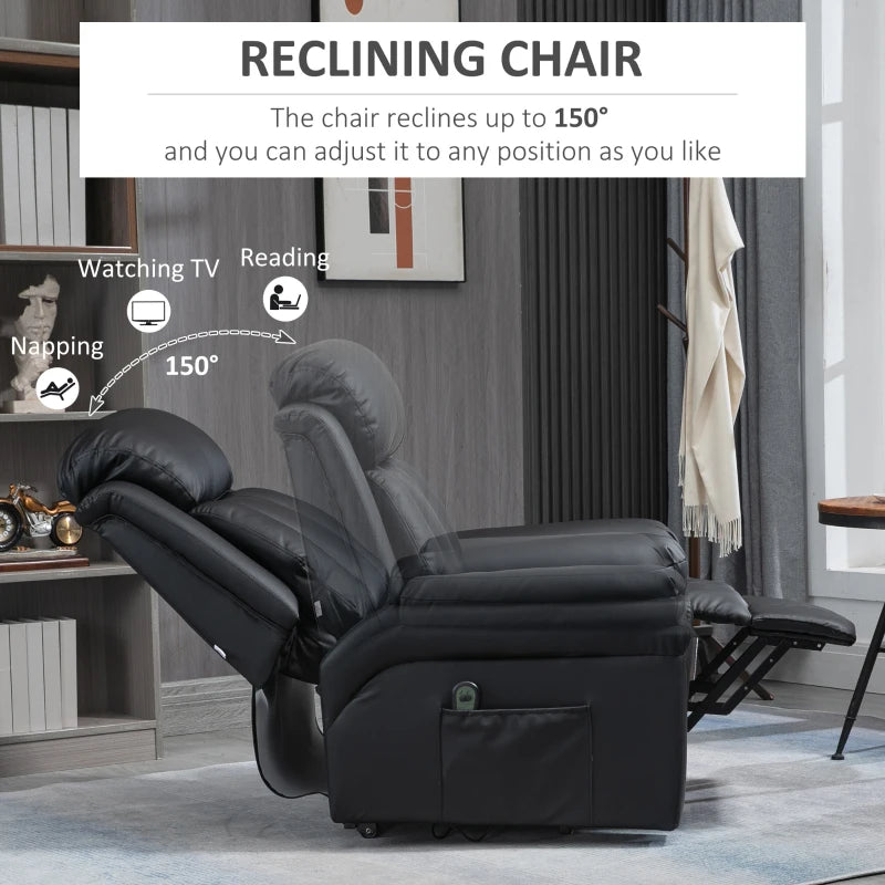 Black Electric Power Lift Recliner Sofa with Remote Control