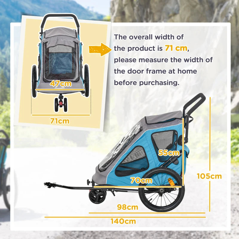 Blue Dog Bike Trailer with Safety Features