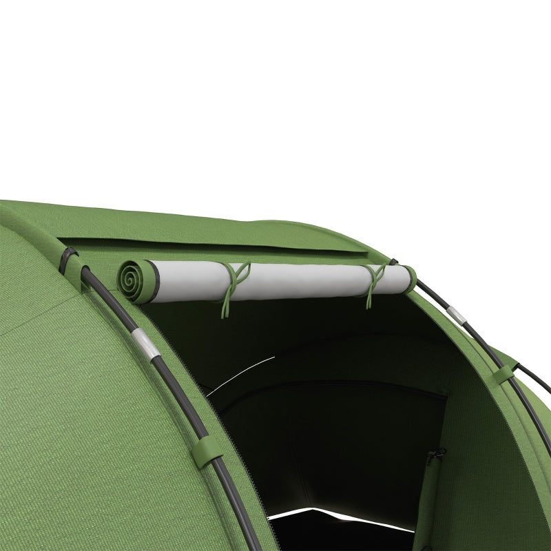 Dark Green 4-6 Person Camping Tunnel Tent with Two Bedrooms and UV Protection