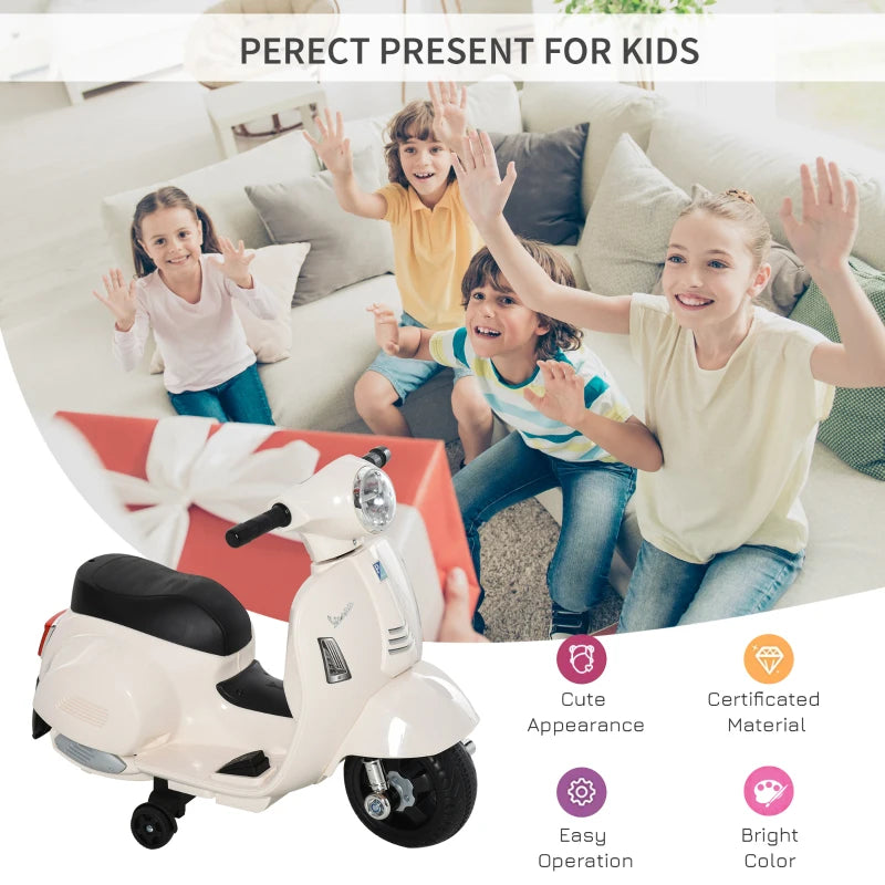 White Vespa Licensed 6V Kids Electric Motorbike Ride On