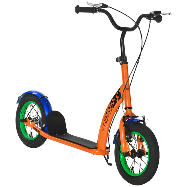 Orange Kids Kick Scooter with Adjustable Height and Dual Brakes