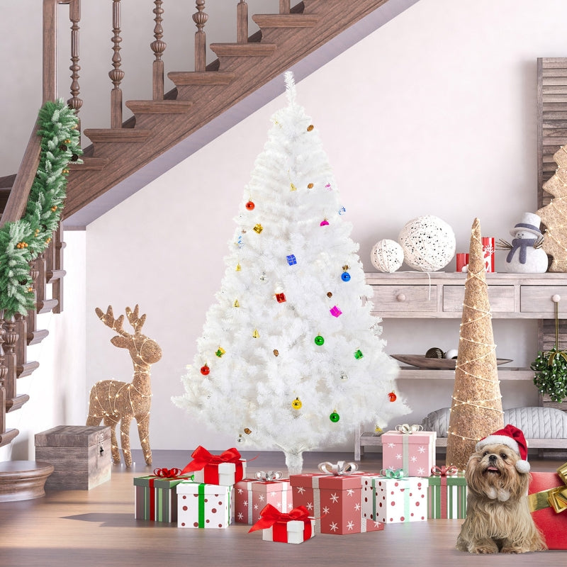 6ft White Artificial Christmas Tree with Metal Stand - Seasonal Home Decor