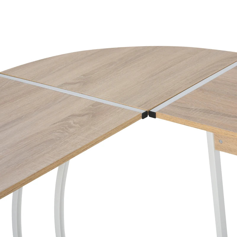 Natural L-Shaped Wood and Steel Computer Desk - 112.5x152x74cm