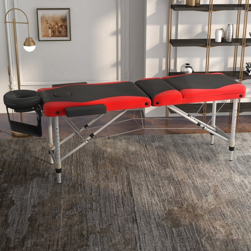 Black and Red Foldable Massage Table for Salon and Spa