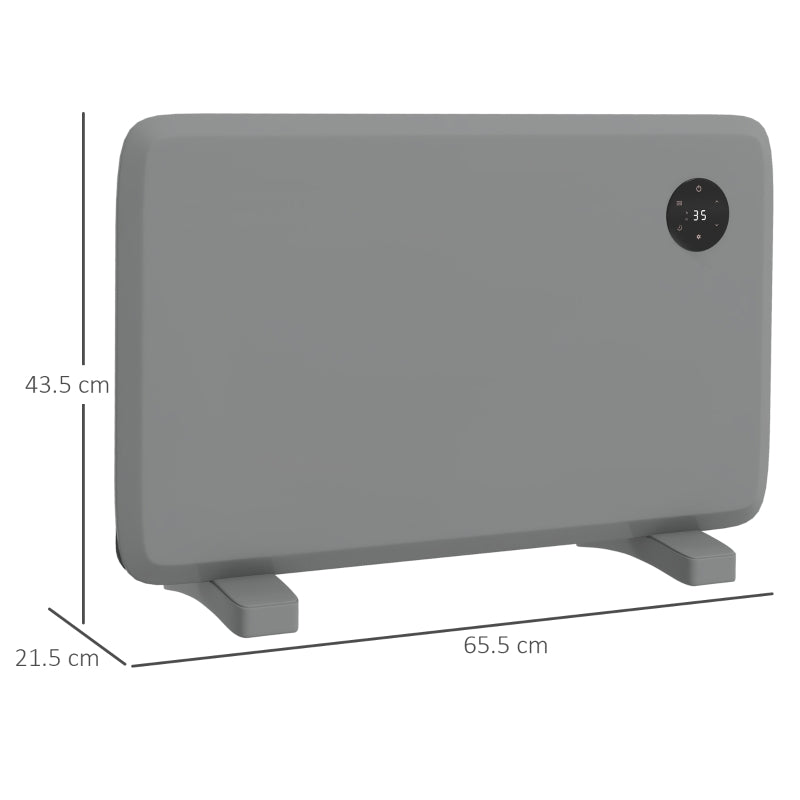 Grey Electric Convector Heater - Adjustable Thermostat, Timer