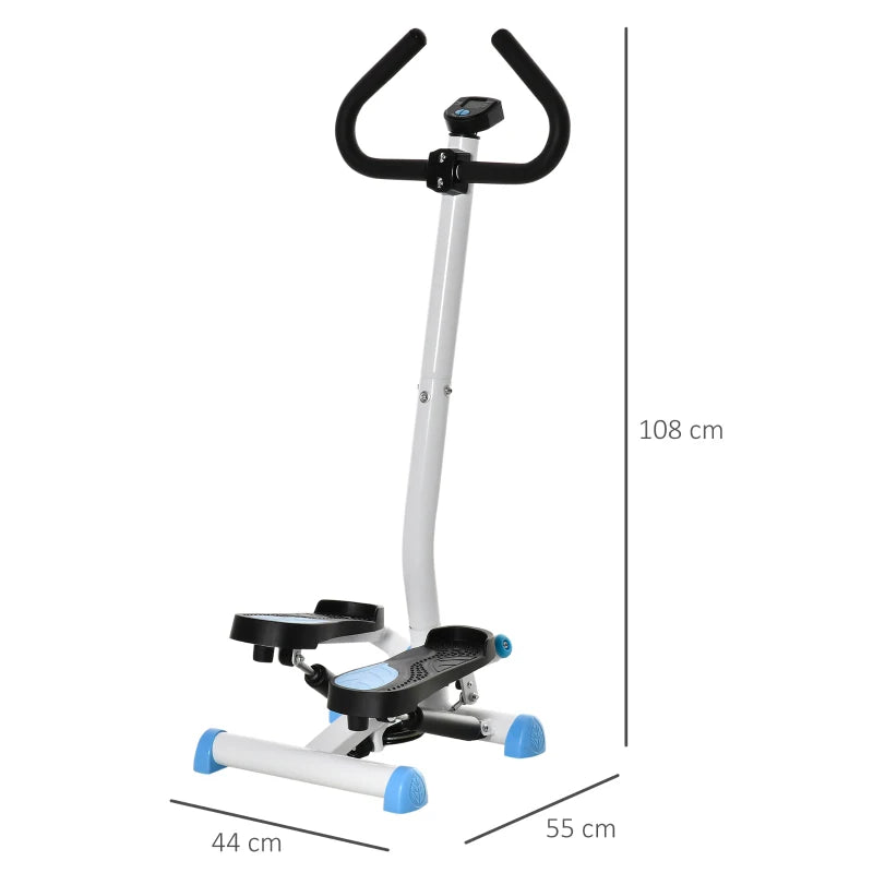 Blue Adjustable Step Machine with LCD Screen & Handlebars