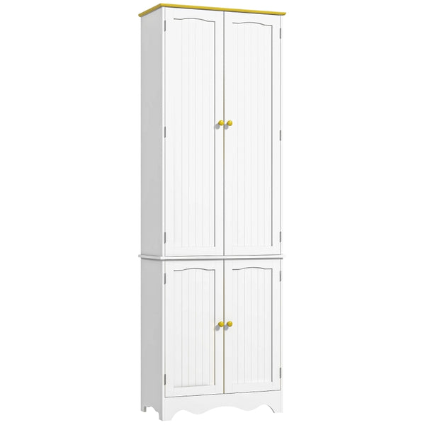 White 4-Door Freestanding Kitchen Storage Cabinet with Shelves