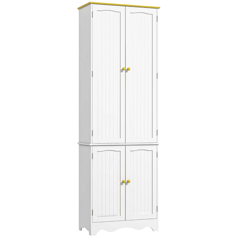 White 4-Door Freestanding Kitchen Storage Cabinet with Shelves