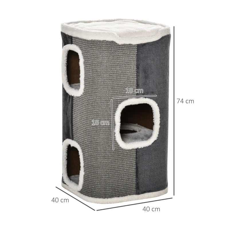 Grey Sisal Cat Barrel with Plush & Fleece