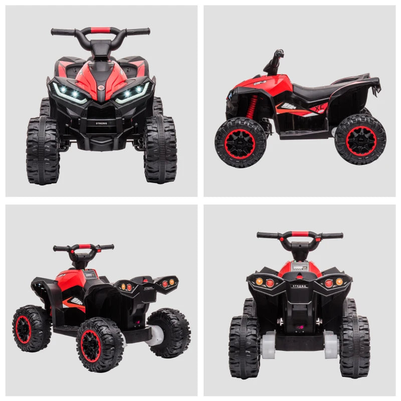 Red Kids 12V Ride-On Quad Bike with Music and Horn - Ages 3-5