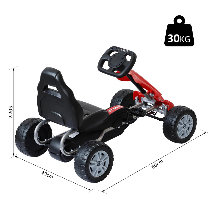 Kids Pedal Go-Kart, Black/Red, 80x49x50 cm