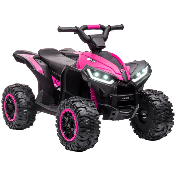 Kids Pink 12V Ride-On Quad Bike with Music and Horn - Ages 3-5