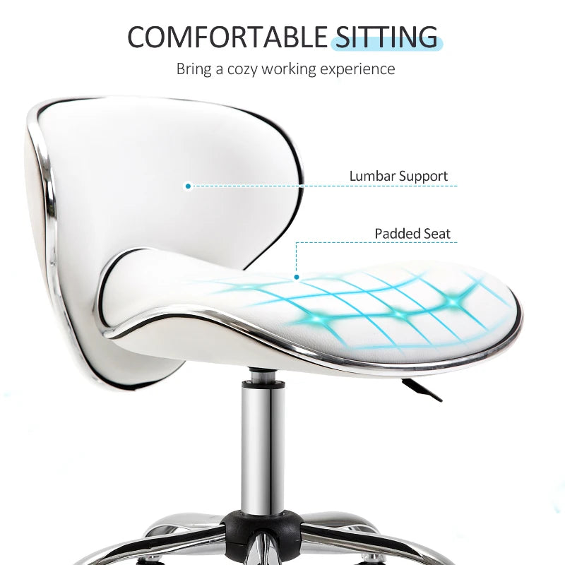 White Adjustable Swivel Salon Chair for Spa and Technician