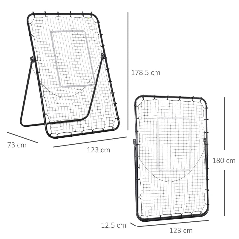 Black Foldable Football Rebounder Net - Adjustable Angles