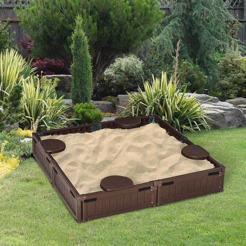 Brown Kids' Sand Pit with Water-Resistant Cover - Outdoor Playset