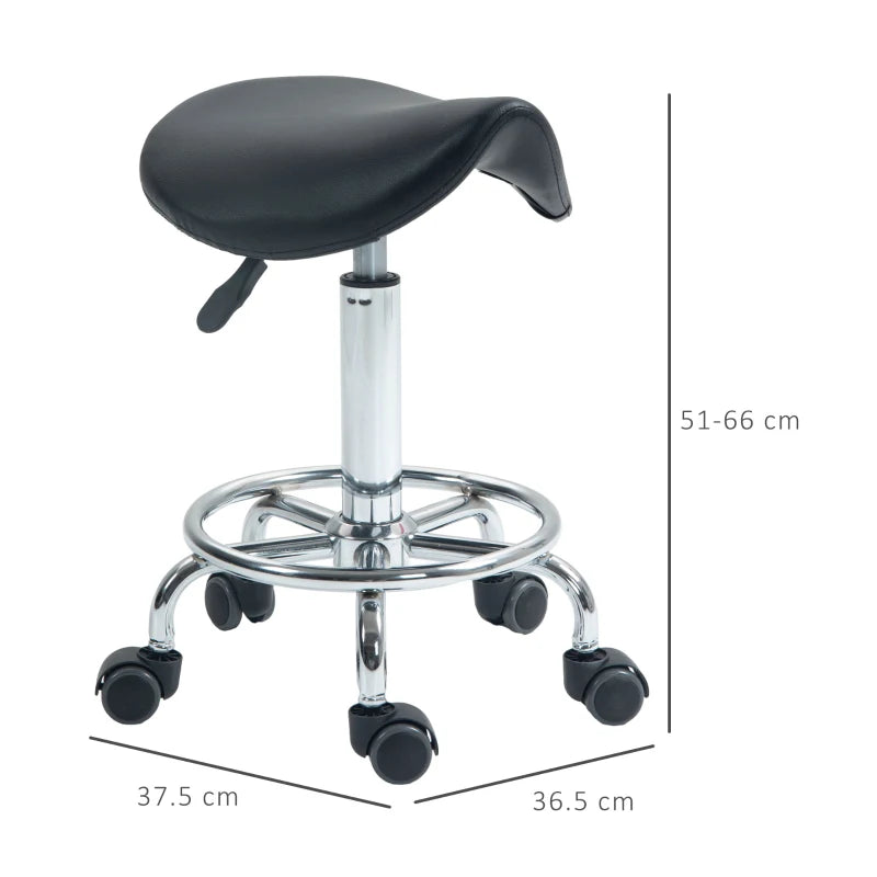 Black Salon Saddle Stool for Massage, Spa, Clinic, Beauty, Hairdressing, Tattoo