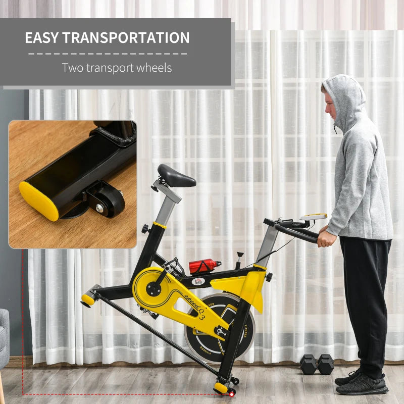 Yellow Exercise Bike with 6kg Flywheel, Adjustable Resistance, LCD Display