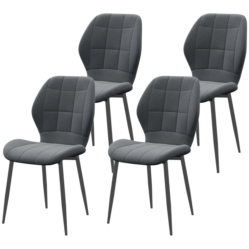 Set of 4 Dark Grey Flannel Tub Dining Chairs