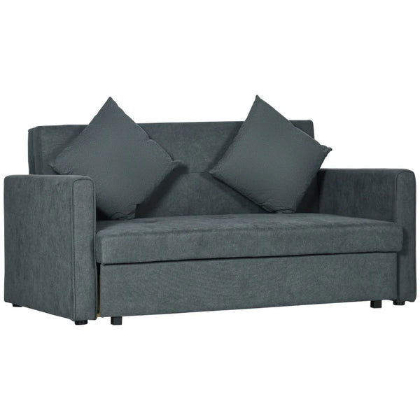 Dark Grey 2 Seater Convertible Sofa Bed with Storage