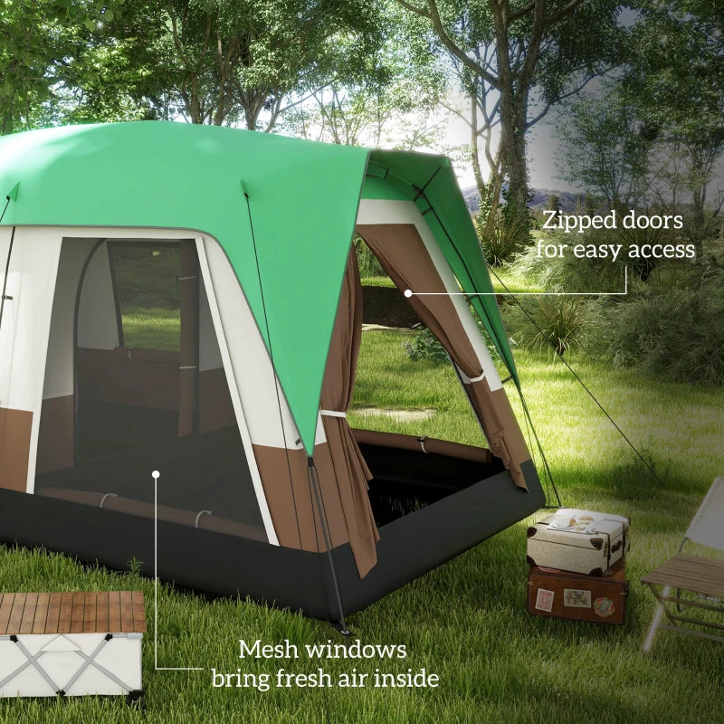 Green 7-Person Camping Tent with Rainfly & Accessories