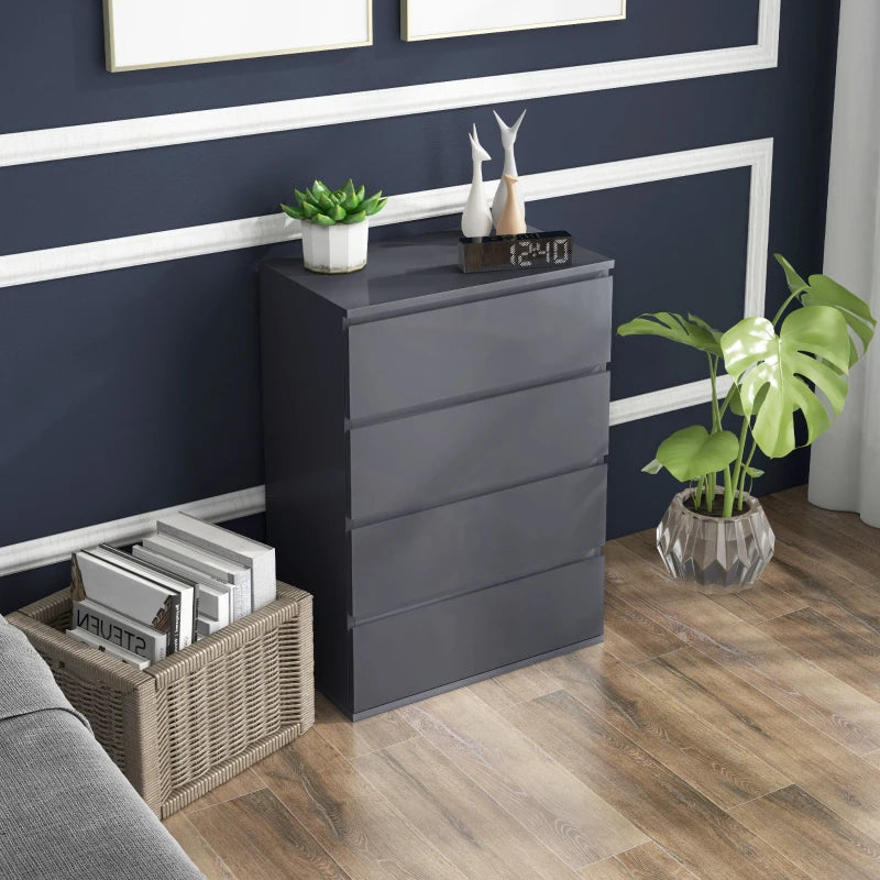 Modern Dark Grey 4-Drawer Chest of Drawers for Bedroom Storage