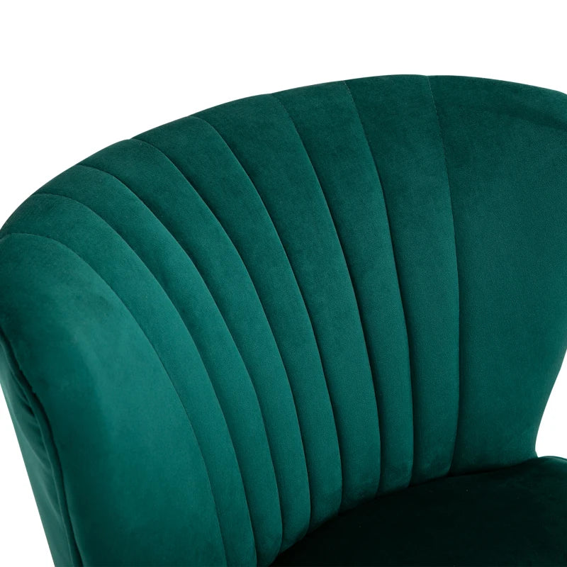 Green Fabric Accent Chair with Rubber Wood Legs