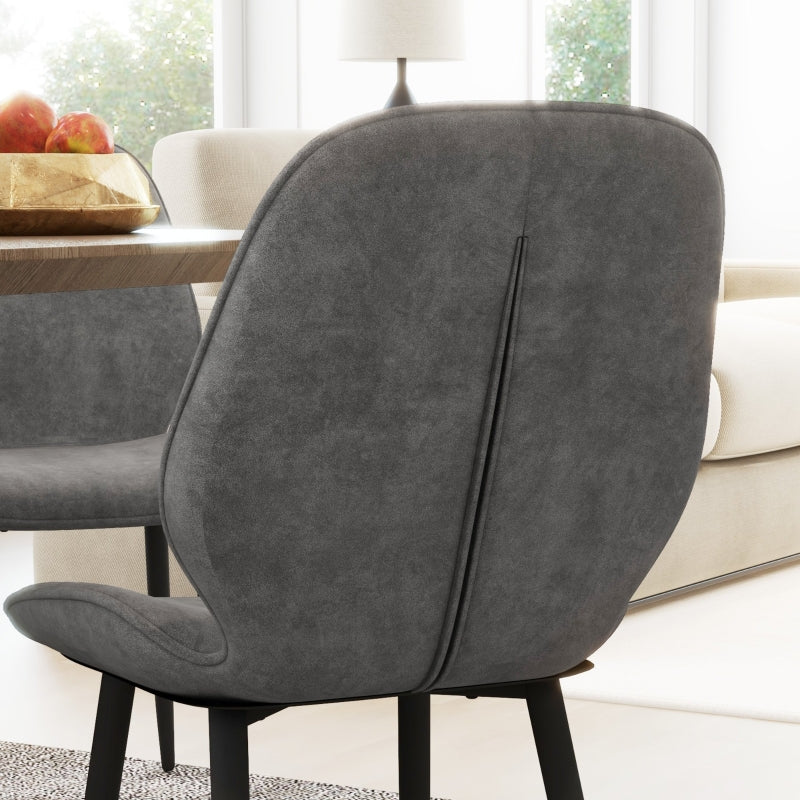 Grey Velvet Dining Chairs, Set of 2 with Metal Legs for Living Room