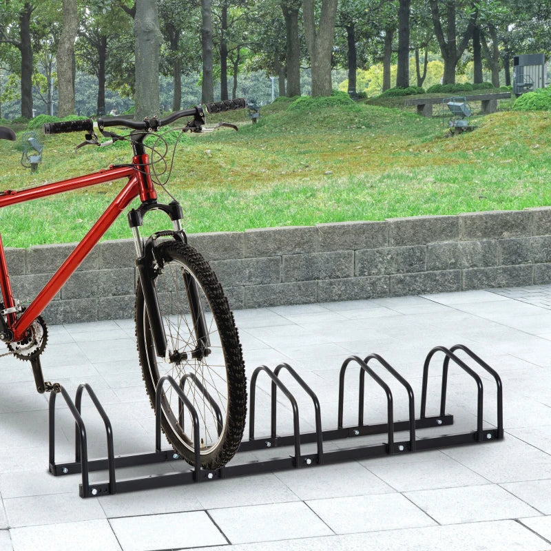 Black Bike Storage Rack - Wall or Floor Mount Bicycle Stand (5 Racks)