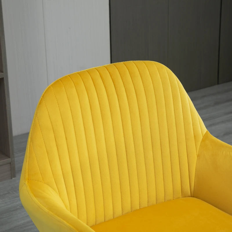 Yellow Modern Upholstered Armchair with Metal Base for Living Room